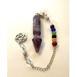 Pendulum Amethyst with Chakra chain and Pentagram